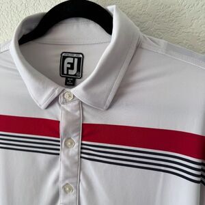 Footjoy Men's XL Red, White, and Blue Striped Golf Polo Shirt Spring Summer Golf